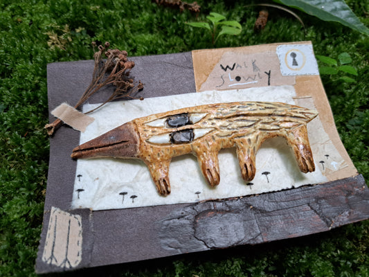 Ceramic Brooch / Walk Slowly