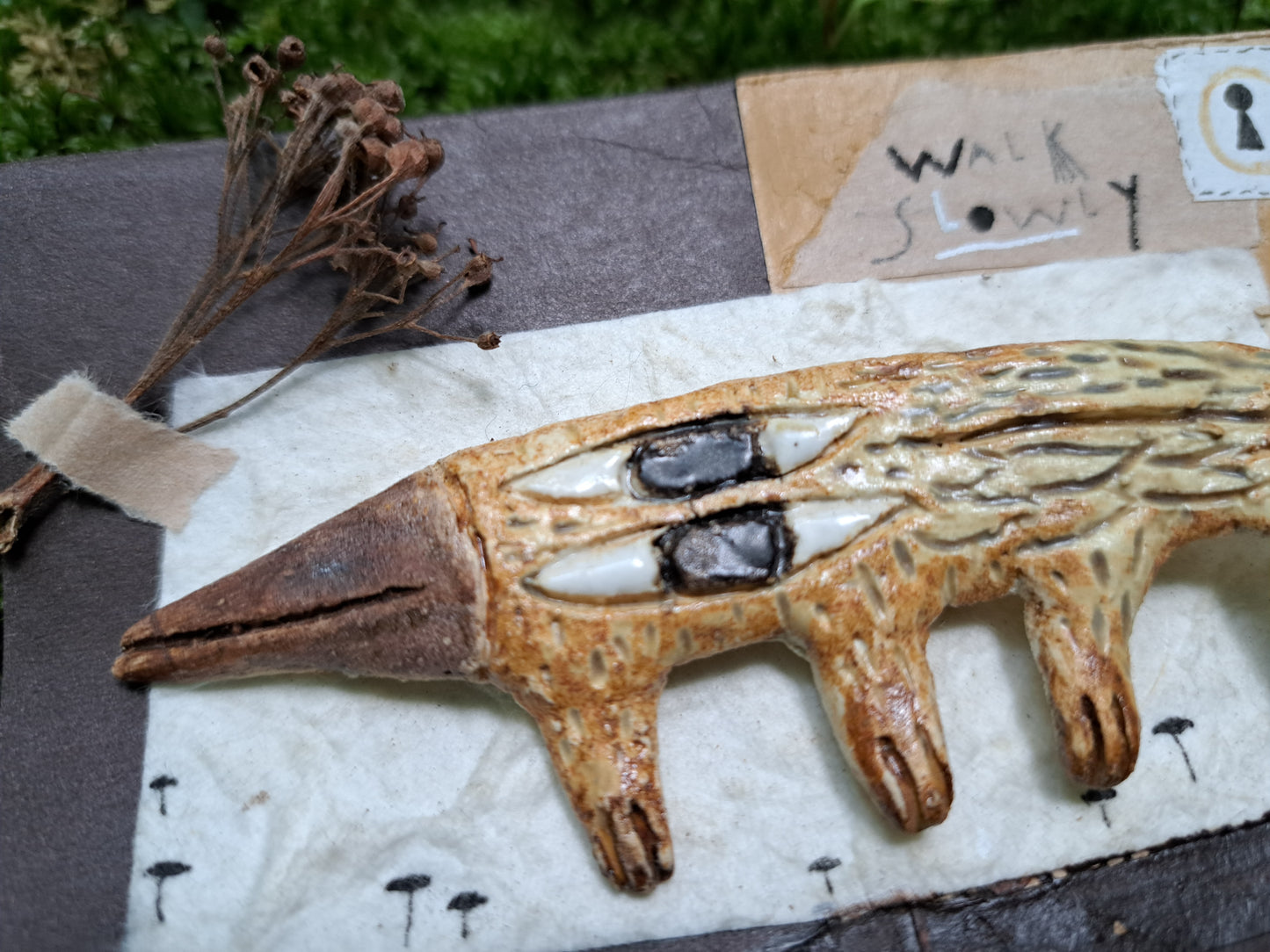 Ceramic Brooch / Walk Slowly