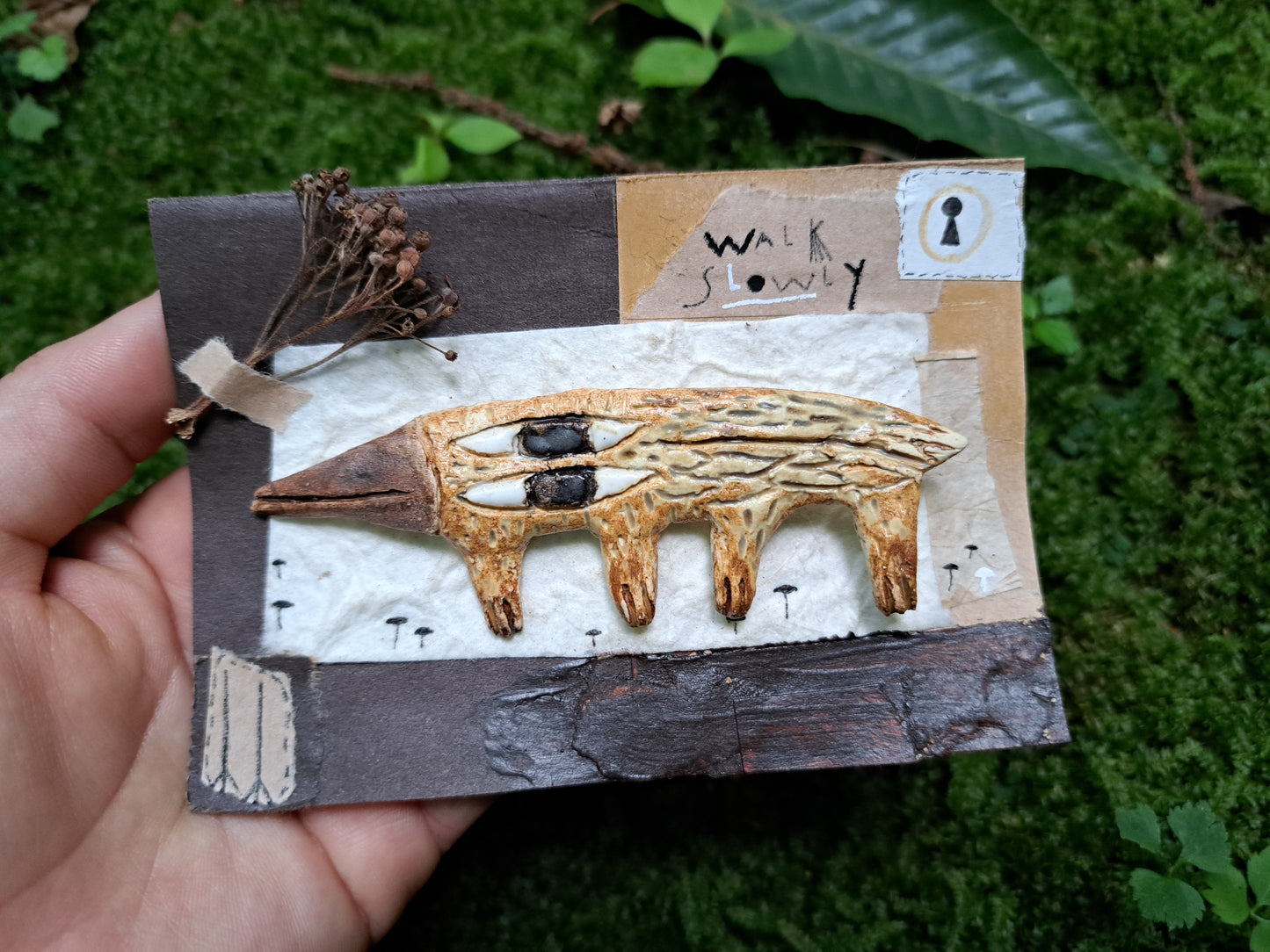 Ceramic Brooch / Walk Slowly