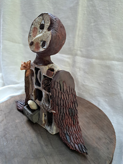 Ceramic Sculpture / White Bird Spirit Is Born In The Night 白い鳥の精霊は夜に生まれる