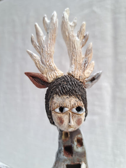Ceramic Sculpture / Beautiful People_White Deer Guides You ビューティフルピープル_白鹿があなたを導く