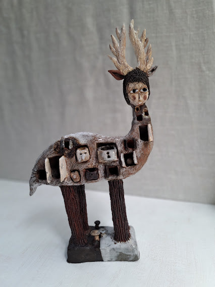 Ceramic Sculpture / Beautiful People_White Deer Guides You ビューティフルピープル_白鹿があなたを導く