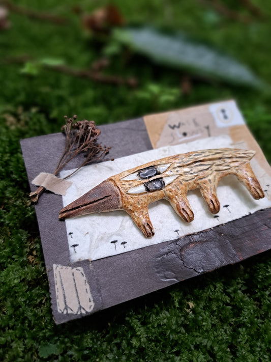 Ceramic Brooch / Walk Slowly