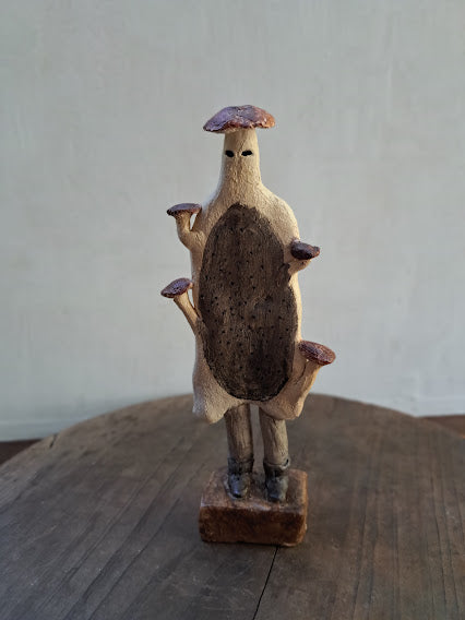 Ceramic Sculpture /   The Mushroom Keeper  きのこの番人