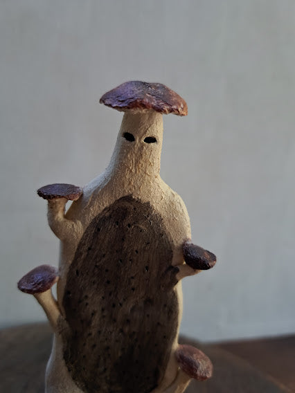 Ceramic Sculpture /   The Mushroom Keeper  きのこの番人