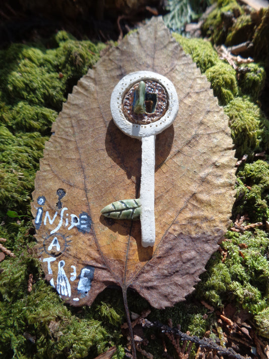 Ceramic Brooch / Inside A Tree